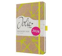 SIGEL J6801 Agenda semanal Jolie 2026-1 año - aprox A5 - Lemon Batik - dos páginas = una semana - tapa dura - 80 g/m² - marrón/amarillo-neón - 174 p - certificación FSC