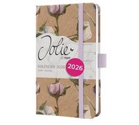SIGEL J6804 Agenda semanal Jolie 2026-1 año - aprox A6 - Cotton Fields - dos páginas = una semana - tapa dura - 80 g/m² - marrón/lila/rosado/oliva/blanco - 174 p - certificación FSC