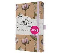 SIGEL J6805 Agenda semanal Jolie 2026-1 año - aprox A5 - Cotton Fields - dos páginas = una semana - tapa dura - 80 g/m² - marrón/lila/rosado/blanco/oliva - 174 p - certificación FSC