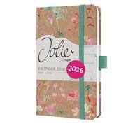 SIGEL J6806 - Agenda semanal 2026 A6, color marrón, verde "Green Floral Serenity", tapa dura de papel kraft, banda elástica, soporte para bolígrafo, 174 páginas, vegano, calendario de libros, agenda