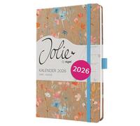 SIGEL J6807 Agenda semanal Jolie 2026-1 año - aprox A5 - Blue Floral Serenity - dos páginas = una semana - tapa dura - 80 g/m² - marrón/azul/rojo/naranja - 174 p - certificación FSC