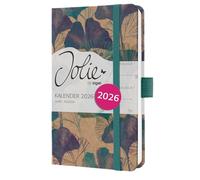SIGEL J6808 Agenda semanal Jolie 2026-1 año - aprox A6 - Moonlight Ginkgo - dos páginas = una semana - tapa dura - 80 g/m² - marrón/azul/turquesa - 174 p - certificación FSC
