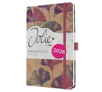 SIGEL J6809 Agenda semanal Jolie 2026-1 año - aprox A5 - Sunlight Ginkgo - dos páginas = una semana - tapa dura - 80 g/m² - pink/violett/verde claro - 174 p - certificación FSC