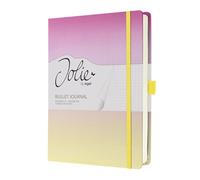 SIGEL JB101 Cuaderno Bullet Journal A5+, punteado, tapa dura, 200 páginas de papel 120 g/m² | para hand lettering, organización y journaling | cierre elástico, rosa/amarillo - Jolie