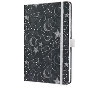 SIGEL JN349 Jolie Libreta, Cosmic Fantasy Black , rayado, 13,5 x 20,3 cm, tapa dura, 174 páginas, negro, blanco