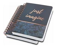 SIGEL JN603 Lote de 2 Cuadernos espiral premium, 16,8 x 21,5 cm, punteado, tapa dura, motivo selva, azul/oro rosa - Jolie