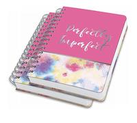 SIGEL JN609 Lote de 2 Cuadernos de notas espiral premium, 16,8 x 21,5 cm, punteado, tapa dura, motivo batik, rosa/amarillo/azul - Jolie