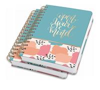 SIGEL JN611 Lote de 2 Cuadernos espirales premium, 16,8 x 21,5 cm, punteado, tapa dura, motivo de pinceladas, pastel/verde/naranja/rosa - Jolie