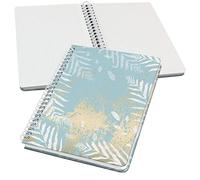 SIGEL JN614 Jolie Libreta de espiral, Heavenly Leaves, cuadriculado con puntos (impresión Dot), 100 g/m², 16,2 x 21,5 cm, tapa dura, 120 páginas, azul claro, blanco, gold