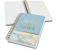SIGEL JN615 Jolie Libreta de espiral, Heavenly Leaves, cuadriculado con puntos (impresión Dot), 120 g/m², 16,8 x 21,5 cm, tapa dura, 240 páginas, azul claro, blanco, gold
