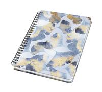 Sigel JN626 Libreta de espiral Jolie - Ginkgo Harmony - aprox A5 - cuadriculado con puntos (impresión Dot) - tapa dura - azul/dorado - 120 p - 100 g/m² - certificación FSC