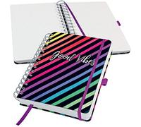 Sigel JN651 Cuaderno de notas espiral premium, 16.8 x 21.5 cm, en blanco, tapa dura, motivo arco iris, negro, Jolie