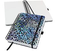 SIGEL JN652 Jolie Libreta de espiral, Blue Leo Love, blanco, 120 g/m², 16,8 x 21,5 cm, tapa dura, 240 páginas, azul, púrpura, negro
