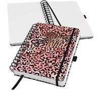 SIGEL JN653 Jolie Libreta de espiral, Pink Leo Love, cuadriculado con puntos (impresión Dot), 120 g/m², 16,8 x 21,5 cm, tapa dura, 240 páginas, rosa, albaricoque, negro