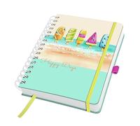 Sigel JN655 Libreta de espiral Jolie - Summer Breeze - aprox A5 - cuadriculado con puntos (impresión Dot) - tapa dura - pink/marrón arena/amarillo/aguamarina - 240 p - 120 g/m² - certificación FSC