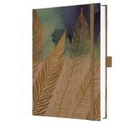 Sigel JN859 Libreta Jolie - Pure Feathers - aprox A5 - rayado - tapa dura - marrón/azul/dorado - 192 p - 100 g/m² - certificación FSC