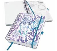 SIGEL JP204 Jolie Planificador del día sin fecha, Underwater Miracles, 120 g/m², 16,8 x 21,5 cm, tapa dura, 240 páginas, púrpura, turquesa, azul petróleo