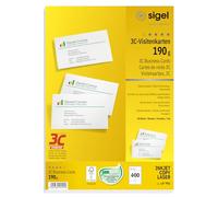 Sigel LP791 Tarjetas de visita, 3C, imprimible, 85x55 mm (A4), 190 g, 400 unds, 40 hojas