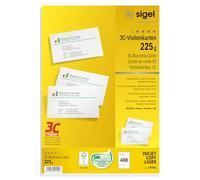 Sigel LP796 Tarjetas de visita, 3C, imprimible, 85x55 mm (A4), 225 g, 400 unds, 40 hojas