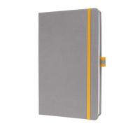 Sigel LS101 Cuaderno de notas, A5, rayado, cubierta rígida - Ideal como diario personal, bullet journal, libro de ideas, cuaderno de escritura - 176 páginas, gris claro/amarillo - Linsescape
