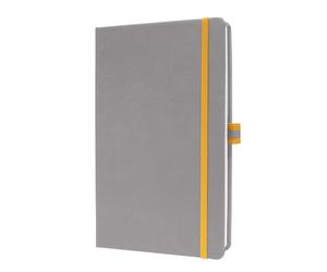 Sigel LS101 Cuaderno de notas, A5, rayado, cubierta rígida - ideal como diario íntimo, bullet journal, libro de ideas o cuaderno de escritura - 176 páginas, gris claro/amarillo - Linescape