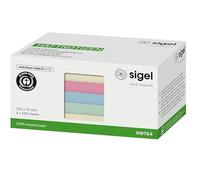 SIGEL Notas adhesivas reposicionables 12,50 x 6,60 cm | HN764, papel reciclado, Ángel Azul, 6 blocs de 100 hojas, colores surtidos