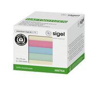 SIGEL Notas adhesivas reposicionables 7,50 x 6,60 cm | HN754, papel reciclado, Ángel Azul, 6 blocs de 100 hojas, colores surtidos