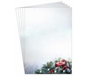 SIGEL Papel decorativo navideño A4 | DP640, vela, verde/rojo, 90 g/m², 100 hojas