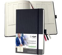 SIGEL Planificador semanal Conceptum sin fecha A5 de tapa dura | CO700, en alemán, negro, ideal como diario personal, bullet journal, libro de ideas o cuaderno de escritura