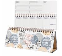SIGEL Planificador semanal de sobremesa Jolie sin fecha, tapa dura | JP101, planificador semanal, 1/2 A4 horizontal, Apricot Inspiration, 100 g/m², 124 págs., blanco/albaricoque/gris