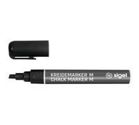 SIGEL Rotulador de tiza líquida 2,10 x 14,40 cm | BA180, borrable, punta biselada de 1-5 mm, negro
