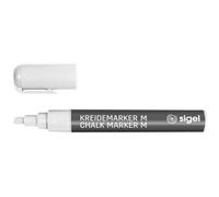 SIGEL Rotulador de tiza líquida 2,10 x 14,40 cm | BA181, borrable, punta biselada de 1-5 mm, blanco