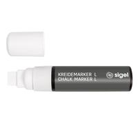 SIGEL Rotulador de tiza líquida 3 x 15 cm | BA171, borrable, punta biselada de 5-15 mm, blanco