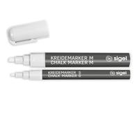 SIGEL Rotuladores de tiza líquida 2,10 x 14,40 cm | BA176, paquete de 2, borrables, puntas de 1-2 mm y 5-15 mm, blanco
