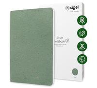 SIGEL RU102 Libreta Re-Up, cuadriculado, 100 g/m², aprox. A5, verde, tapa blanda, 100 páginas, sostenible