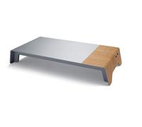SIGEL SA405 Base para monitor con puente USB & cargador de inducción, moderno aspecto de madera y metal, material acrílico, 52 x 25 x 8 cm