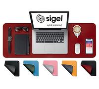 SIGEL SA603 Vade de escritorio - impermeable - imitación de cuero - rot, negro - doble cara - 80 x 30 cm