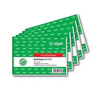 Sigel SD libro 023 recibo, a prueba de falsificaciones, cruz A6, 3x40 hoja, sensible a la presión, 5-pack