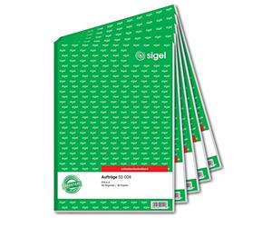 Sigel SD004 orden 2 veces, 1º y 2º hoja impresa, A4, 2x40 hoja, sensibles a la presión, 5-pack