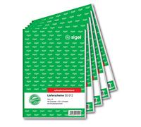 SIGEL SD012/5 - Libreta de entrega (A5, 3 x 40 hojas, autocopiante, 5 unidades, microperforados, con orificios, de papel sostenible)