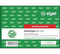 Sigel SD122 Bloc de facturas con IVA, A6, 2 x 50 hojas, numeradas, selbstdurchschreibend