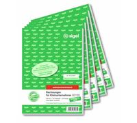 SIGEL SD130/5 - Lote de 5 facturas para pequeñas empresas, A5, 2 x 30 hojas, sin IVA, autocopiante, microperforadas, con perforación, de papel sostenible, bloc de facturas
