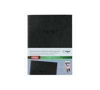 SIGEL SM203 Porta-menú - 1 unidad - incl 2 fundas transparentes dobles para 8 páginas - encuadernación elástica - A5 - negro