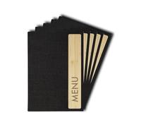 SIGEL SM221 Porta-menú - Bambus - 1 unidad - incl 2 fundas transparentes dobles para 8 páginas - encuadernación elástica - A5 - gris oscuro/beige - 5 piezas