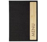 SIGEL SM221 Porta-menú - Bambus - 1 unidad - incl 2 fundas transparentes dobles para 8 páginas - encuadernación elástica - A5 - gris oscuro/beige