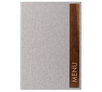 SIGEL SM222 Porta-menú - 1 unidad - incl. 2 fundas transparentes dobles para 8 páginas - encuadernación elástica - A4 - gris claro/marrón