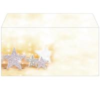 SIGEL Sobres navideños 22 x 11 cm | DU035, diseño estrellas navideñas, beige, 50 unidades