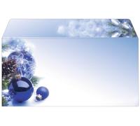 SIGEL Sobres navideños 22 x 11 cm | DU036, diseño bolas de Navidad azules, 50 unidades