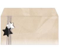 SIGEL Sobres navideños 22 x 11 cm | DU079, diseño estrellas navideñas, beige, 50 unidades