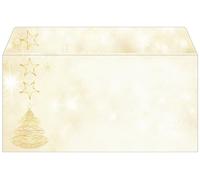 SIGEL Sobres navideños 22 x 11 cm | DU083, diseño árbol de Navidad dorado, 50 unidades